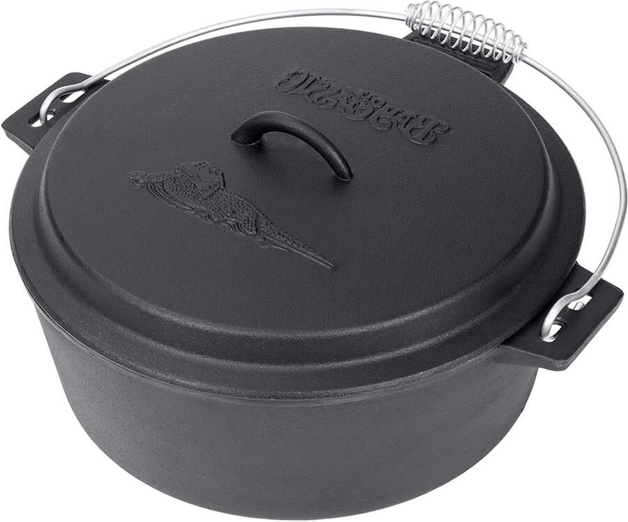 Gietijzeren Pan Dutch Oven Langzaam Koken Gelijkmatige Warmteverdeling 10 Liter Zwart