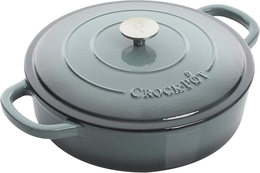 Gietijzeren Pan Dutch Oven Langzaam Koken Zelfbasterend Deksel 5 Quart Leisteen Grijs