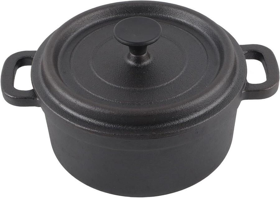 Gietijzeren pan Dutch Oven Stoofpan Brood bakken Versterkte handgreep 20 cm Zwart