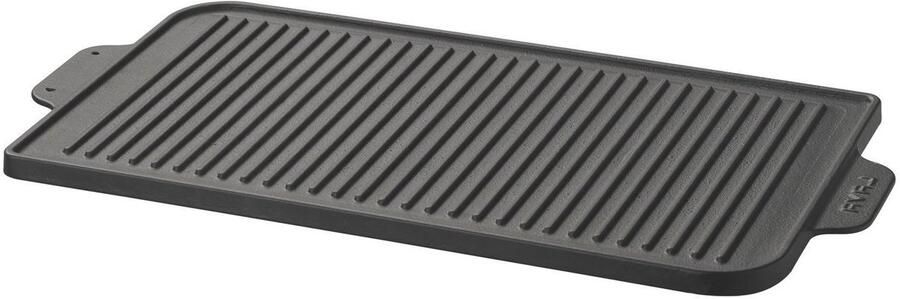 Gietijzeren Pan Grill en Bakplaat Koken en Braden Omkeerbaar Oppervlak 50 x 26 cm Leisteen Zwart