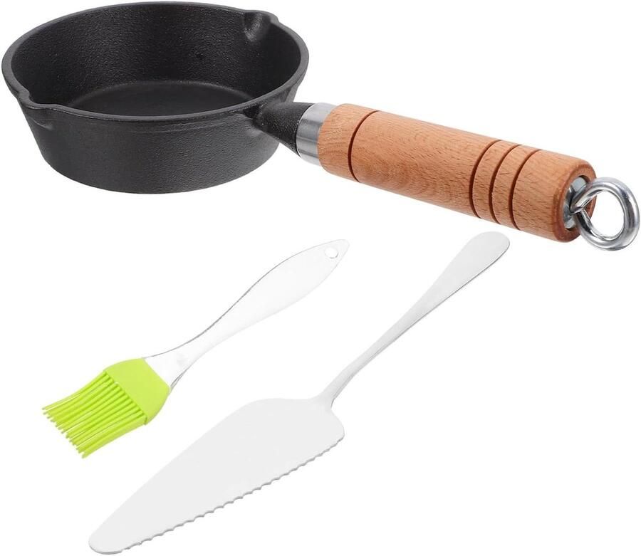 Gietijzeren Pan Grill Pan Ontbijt Maken Non-stick Coating 30x14x5 cm Zwart