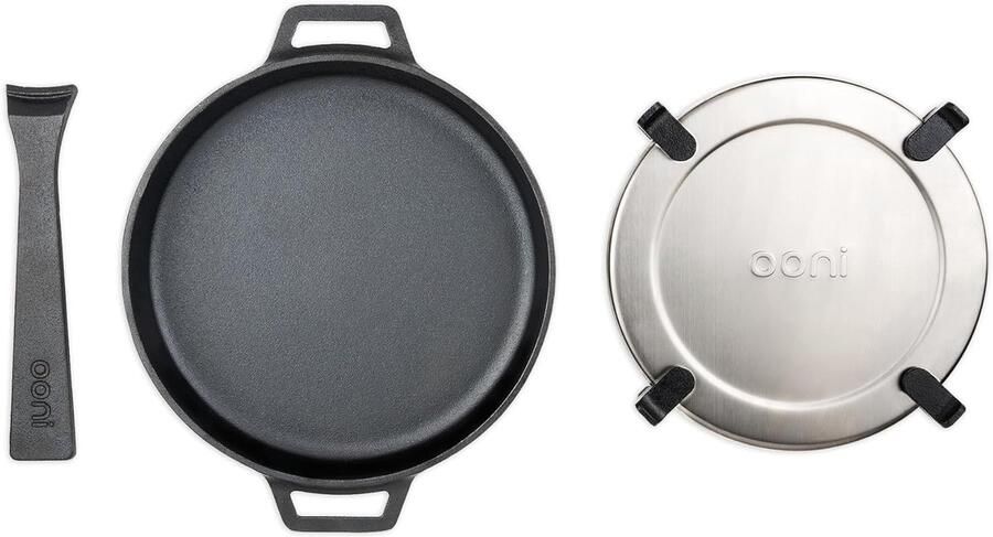Gietijzeren Pan Grillpan Keuken Buiten Koken Afneembare Handgreep 23 cm Doorsnee Zwart