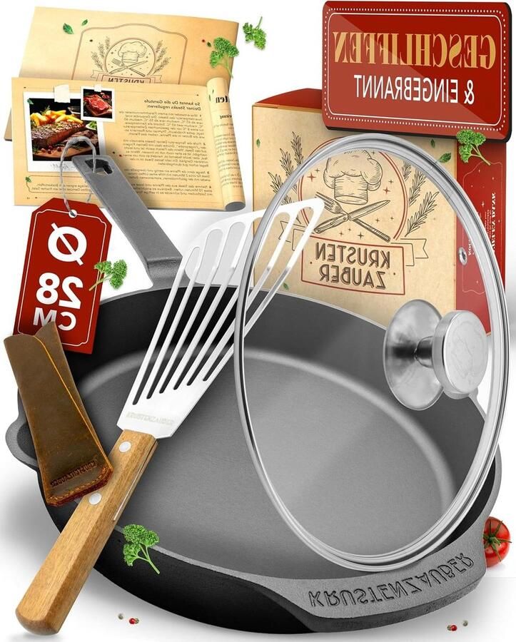 Gietijzeren Pan Grillpan Koekenpan Lekker Koken Traditionele Ervaring 28 cm Zwart