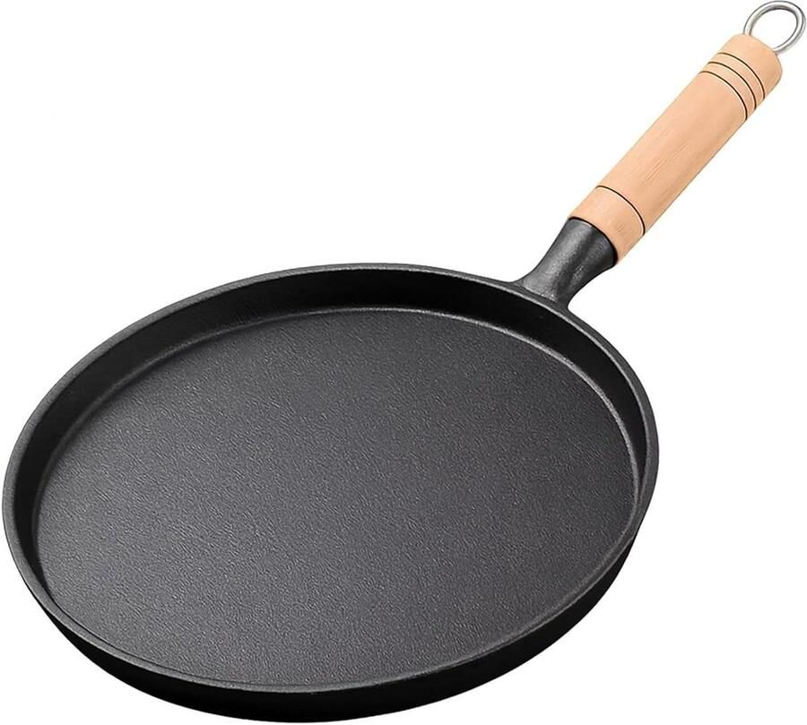 Gietijzeren pan Grillpan kookpan Buiten koken Geschikt voor inductie 20 cm Zwart