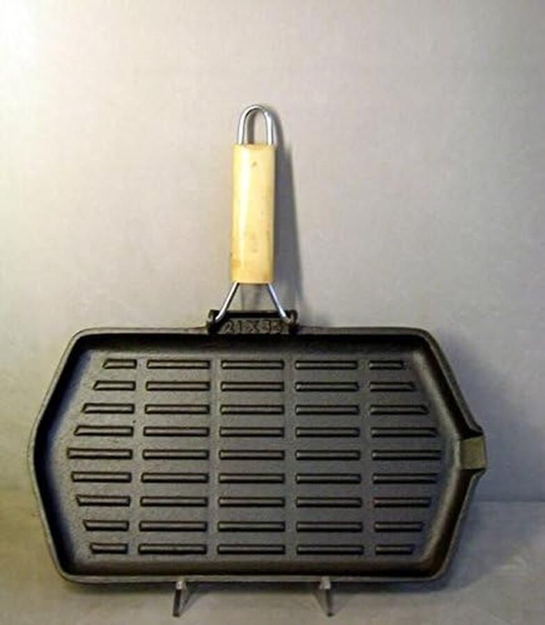 Gietijzeren Pan Grillplaat Bakplaat Gourmet Grillen Massief Gietijzer 21x35 cm Zwart