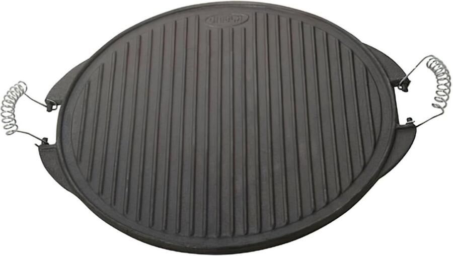 Gietijzeren Pan Grillplaat Plancha Buiten Koken Plat En Geribbeld 52 cm Zwart