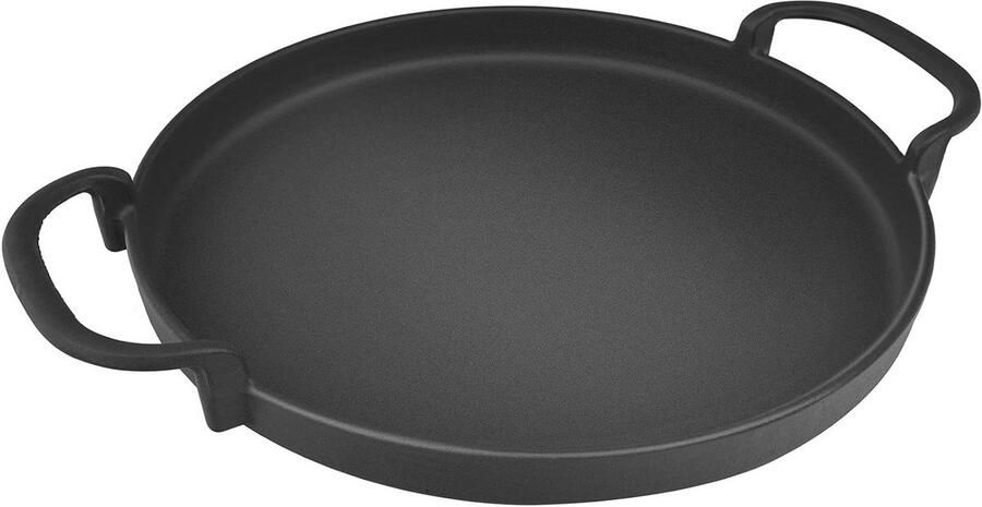 Gietijzeren Pan Grillplaat Ronde Pan BBQ Gerechten Maken Twee Handgrepen Ø30.5cm Zwart