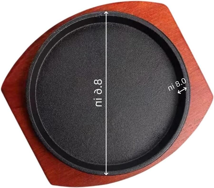 Gietijzeren Pan Grillplaat Ronde Plaat Buiten Koken Met Houten Basis 22.86 cm Zwart