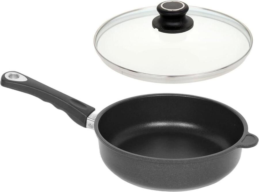Gietijzeren pan Hoge rand Koken en braden Energiebesparend Ø 24 cm Zwart