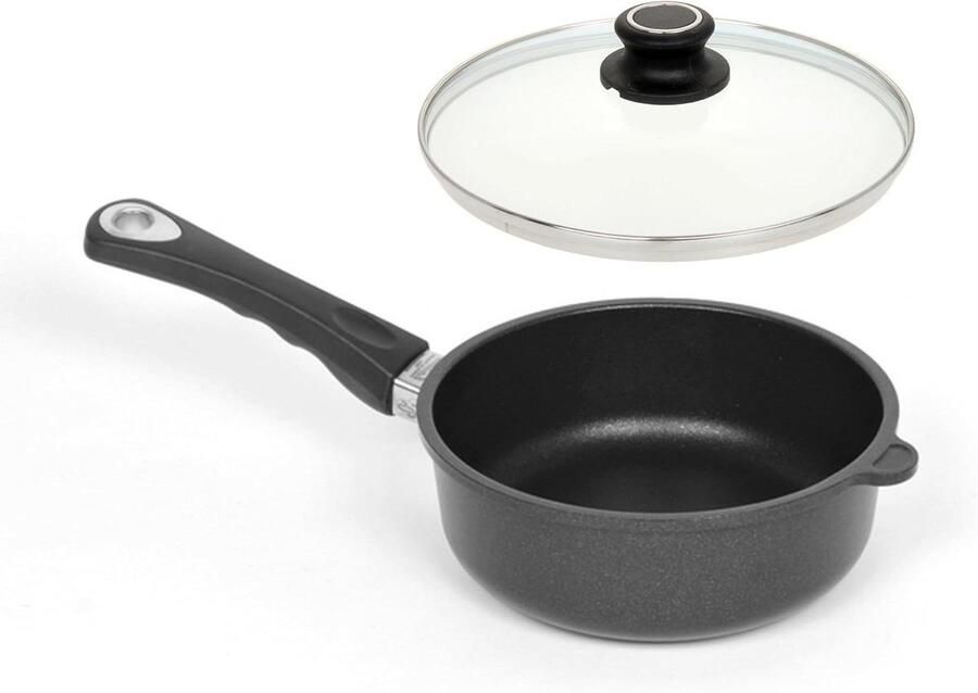 Gietijzeren Pan Hoge Rand Pan Koken en Bakken Lotus Titanium Afwerking Ø 20 cm Zwart