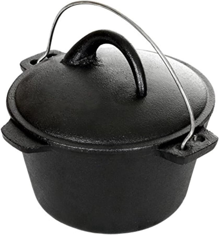 Gietijzeren Pan Hollandse Oven Langzaam Koken Voorgegaard Gietijzer 1 Kwarts Zwart
