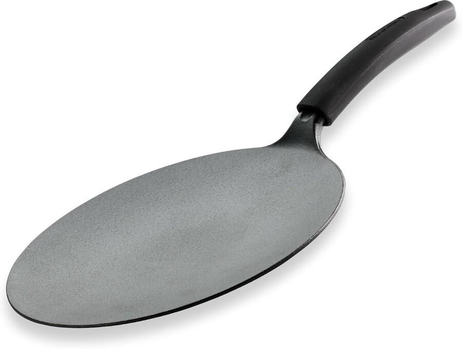 Gietijzeren Pan Indiase Koekenpan Platte Broden Bakken Voorgekruid & Hittebestendig 26 cm Zwart