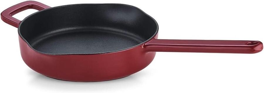 Gietijzeren Pan Koekenpan Aanbraden en stoven Natuurlijk anti-aanbak 24 cm Bordeauxrood