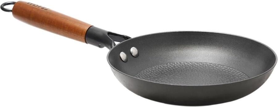 Gietijzeren Pan Koekenpan Allround Koken Afneembare Houten Handgreep 20 cm Diameter Zwart