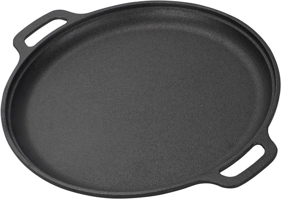 Gietijzeren Pan Koekenpan Bakplaat Pizza Brood Bakken Vooraf Geseasd 31 cm Zwart