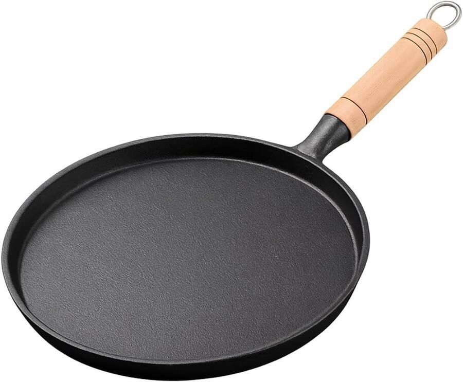 Gietijzeren pan Koekenpan Braadpan Allround Koken Afneembare handgreep 26 cm Zwart
