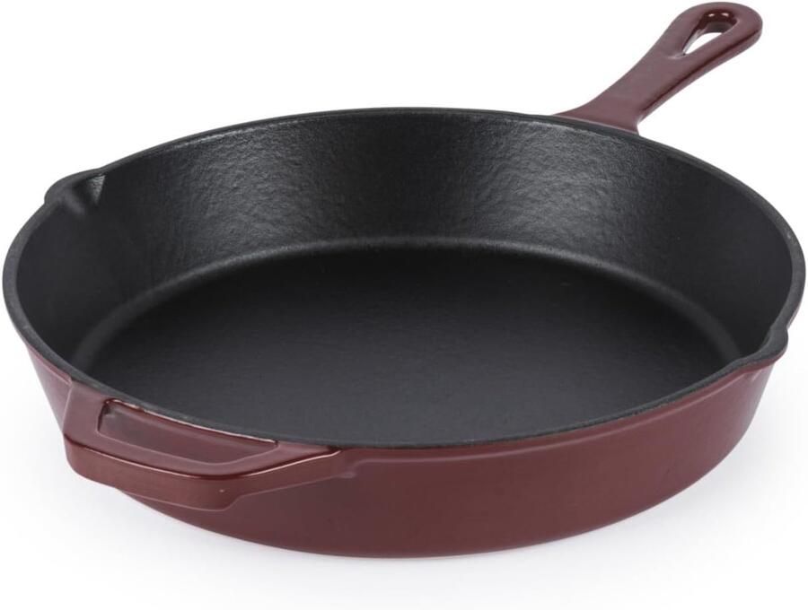Gietijzeren Pan Koekenpan Diep Allround Koken Ovenbestendig Tot 240°C 26 cm Rood