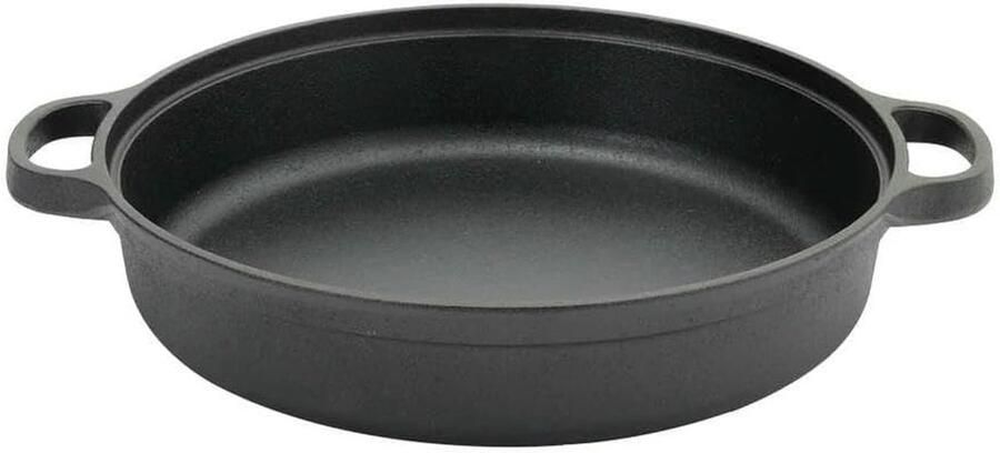 Gietijzeren Pan Koekenpan Dubbele Oor Gezond Koken Gelijkmatige Warmteverdeling Diameter 30cm Zwart