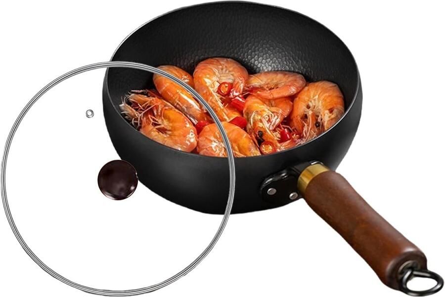 Gietijzeren Pan Koekenpan Frituurpan Veelzijdig Koken Natuurlijk Smaakbehoud 24 cm Zwart