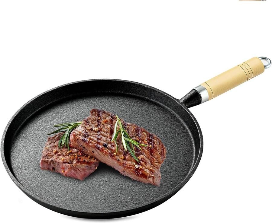 Gietijzeren Pan Koekenpan Grillpan Lekker Koken Ongecoat Duurzaam 20 cm Zwart