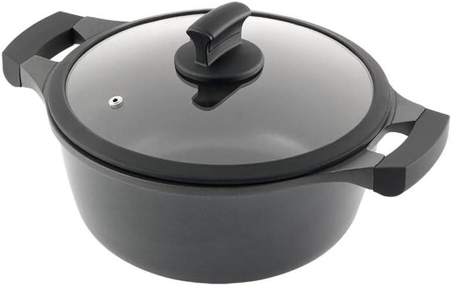 Gietijzeren Pan Koekenpan Koop Gezond Koken 3-laags Anti-aanbaklaag 24 cm Zwart