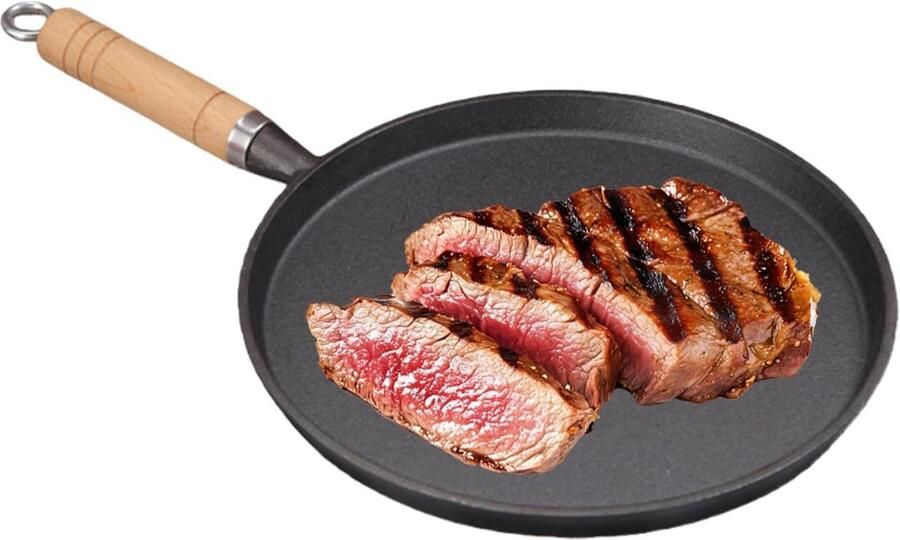 Gietijzeren Pan Koekenpan Koop Steak Bakken Natuurlijk Anti-aanbak Ø 26 cm Zwart