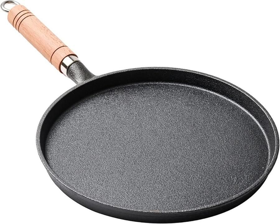 Gietijzeren Pan Koekenpan Pannenkoeken Bakken Antiaanbaklaag 26 cm Zwart