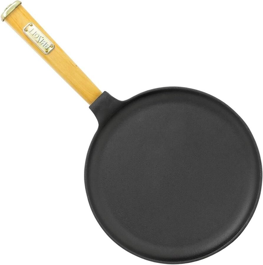 Gietijzeren pan Koekenpan Pannenkoekenpan Flensjes Bakken Afschroefbaar Handvat 24 cm Diameter Zwart
