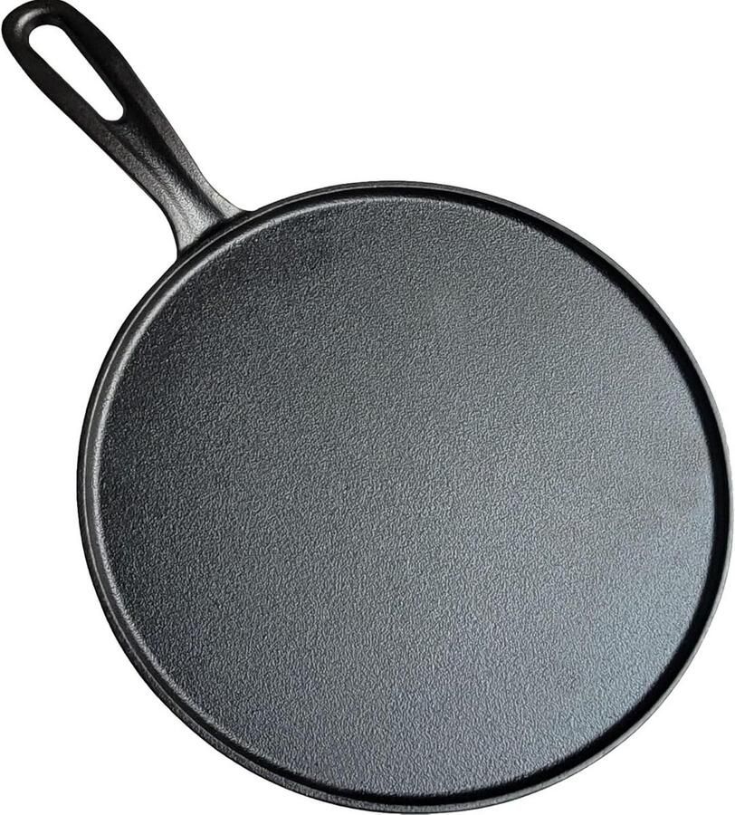 Gietijzeren Pan Koekenpan Platte Pan Platte Broden Bakken Gelijkmatige Warmteverdeling 28 cm Diameter Zwart