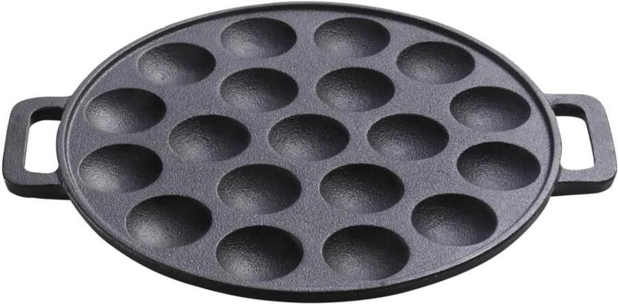 Gietijzeren Pan Koekenpan Poffertjes Bakken Natuurlijke Anti-aanbaklaag 24 cm Zwart