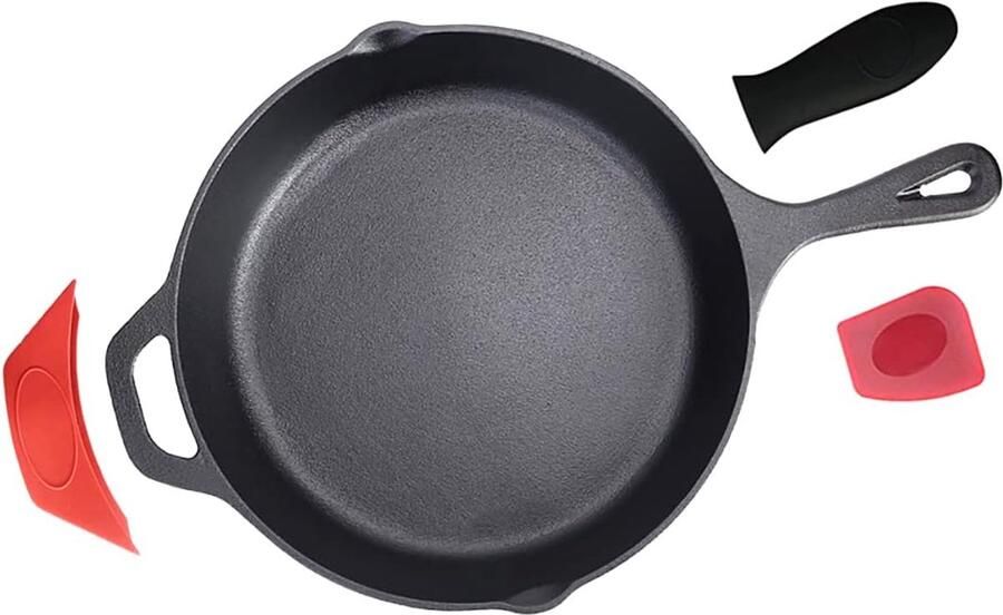 Gietijzeren Pan Koekenpan Rond Allround Koken Inclusief Siliconen Scraper 30.5 cm Diameter Groen