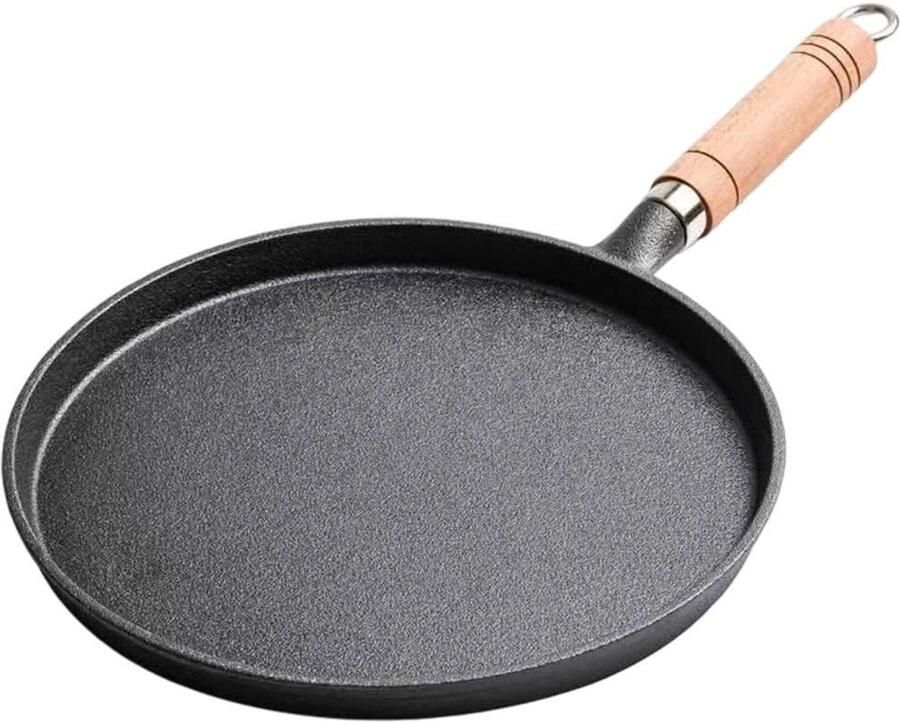 Gietijzeren Pan Koekenpan Ronde Pan Ontbijt Bakken Antiaanbaklaag 26 cm Zwart