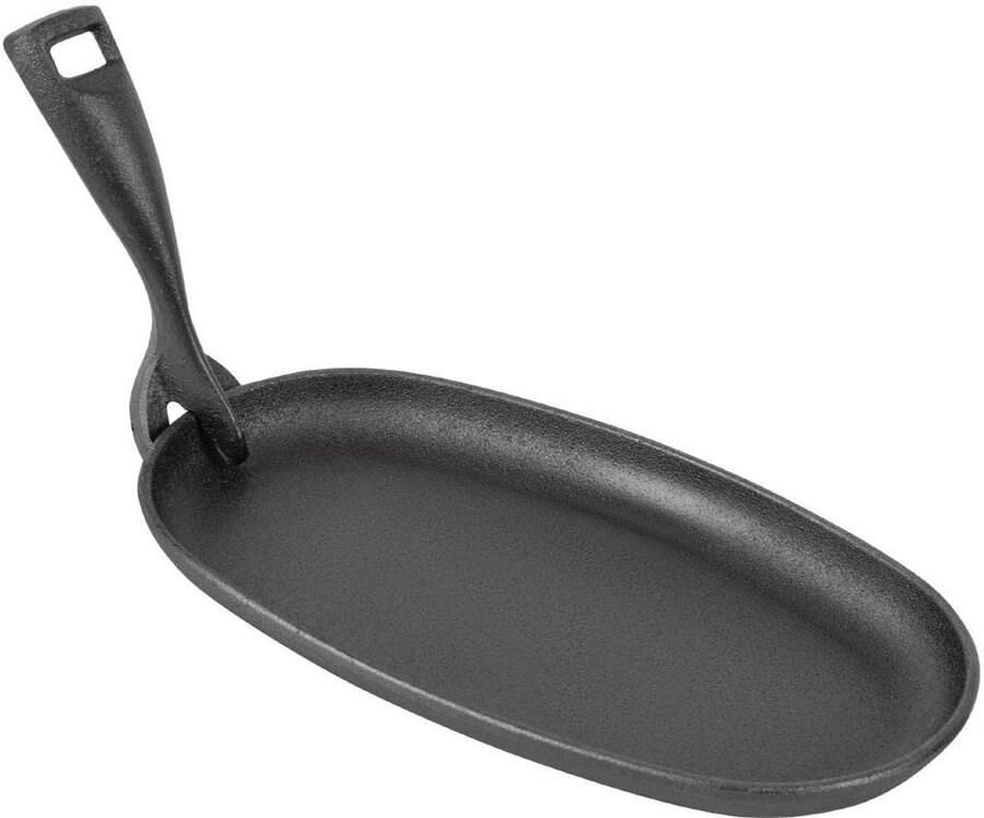 Gietijzeren Pan Koekenpan Sizzler Lekker Koken Verwijderbare Handgreep 24x14 cm Zwart