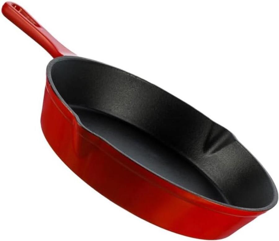 Gietijzeren Pan Koekenpan Skillet Koken op Inductie Gelijkmatige Warmteverdeling 25 cm Rood