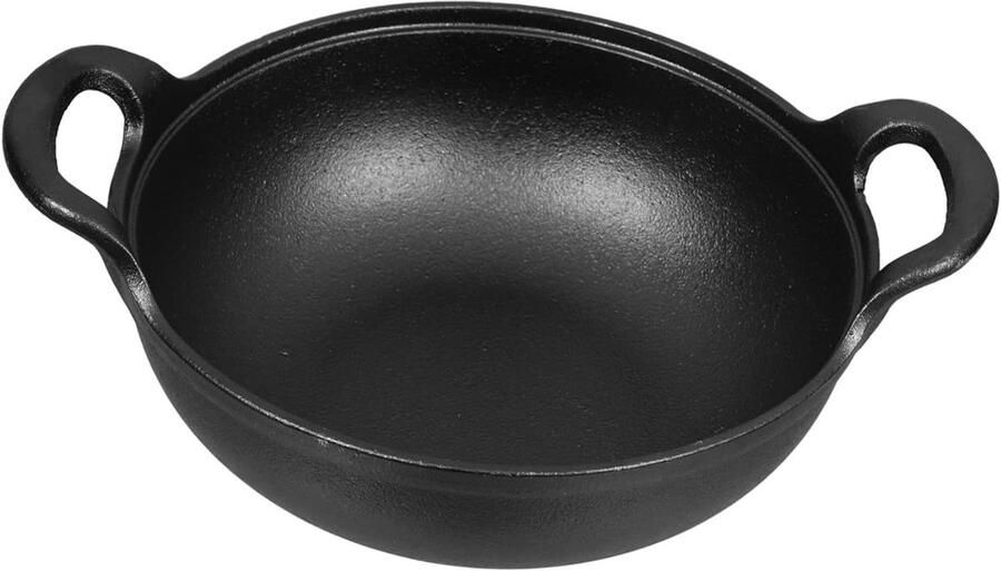 Gietijzeren Pan Koekenpan Soeppan Koken en Bakken Non-stick Oppervlak 20 cm Zwart