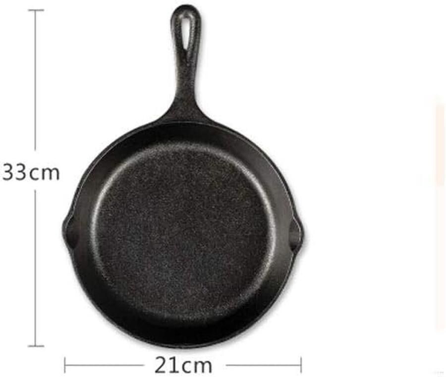Gietijzeren Pan Koekenpan Steelpan Koken en Bakken Geschikt voor Alle Vuren 2-3L Capaciteit Zwart