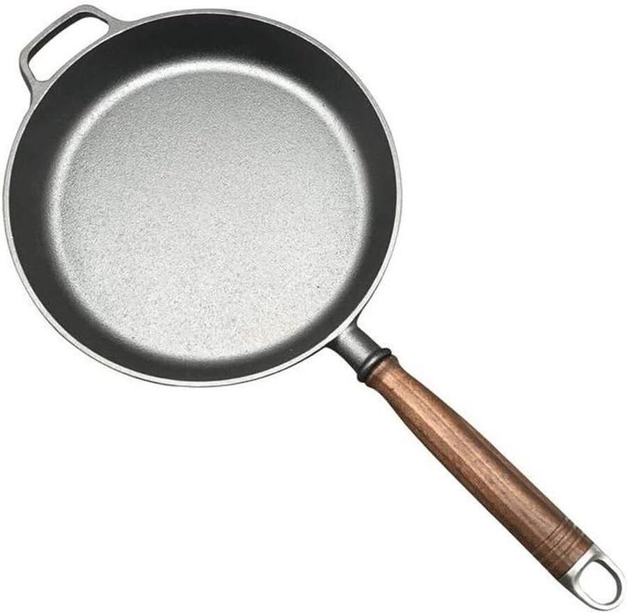 Gietijzeren Pan Koekenpan Wok Koken en Bakken Snelle Warmteverdeling 29cm Doorsnede Zwart