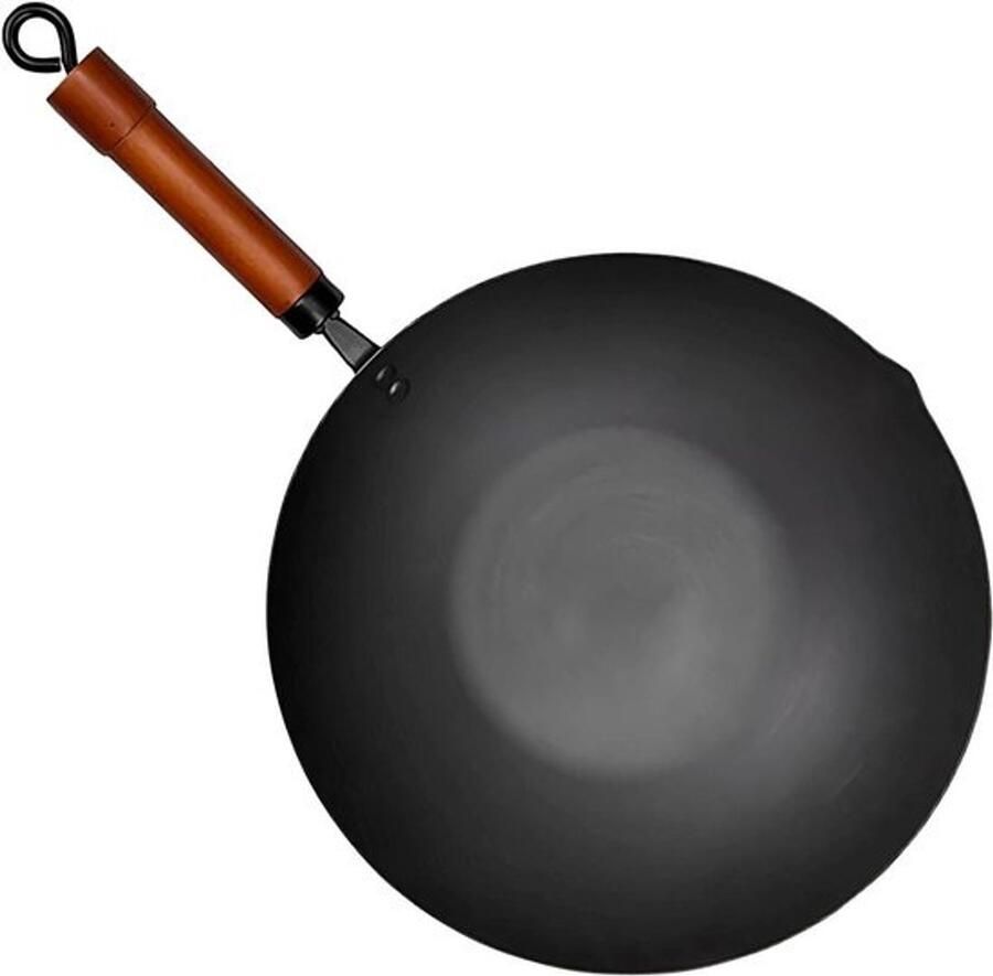 Gietijzeren pan Koekenpan wok Koken met traditie Handgesmeed ontwerp 53x32x15.2cm Zwart