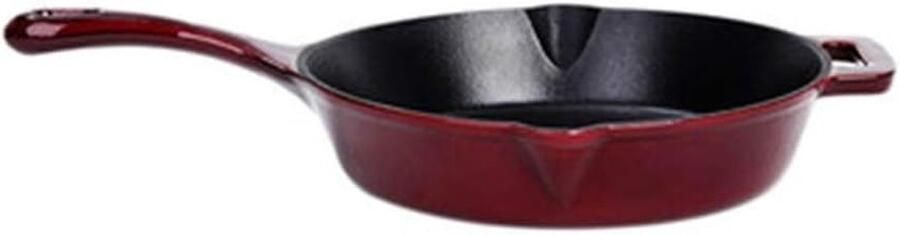 Gietijzeren Pan Koekenpan Wok Koken op Inductie Slimme Gietuitloop 25.5 cm Diameter Rood