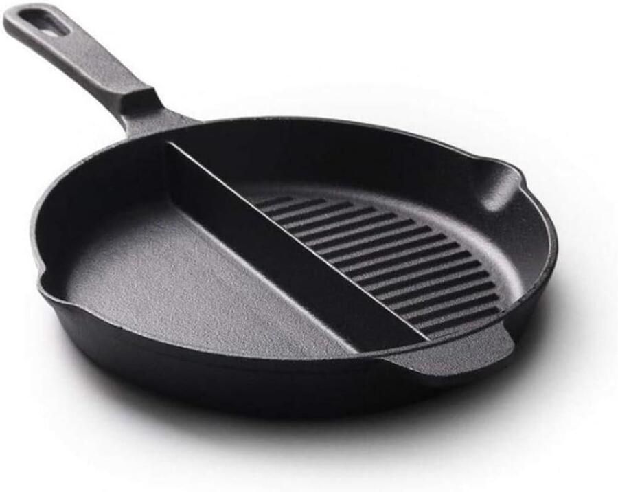 Gietijzeren pan Koekenpan wok Maaltijden bereiden Keramische binnenkant 25 cm Zwart