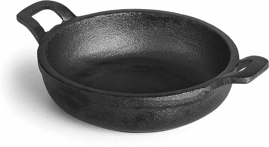 Gietijzeren Pan Kookpan Emmer Koken voor Chefs Houten Handvat 18 cm Diameter Zwart