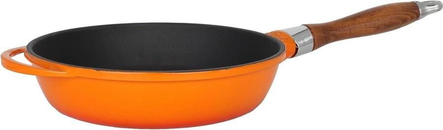 Gietijzeren Pan Kookpan Koekenpan Hartige Gerechten Maken Gelijkmatige Warmteverdeling 24 cm 2 Liter Oranje