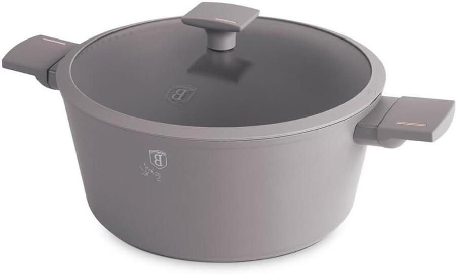 Gietijzeren Pan Kookpan met deksel Grote maaltijden Titanium coating 28 cm Taupe