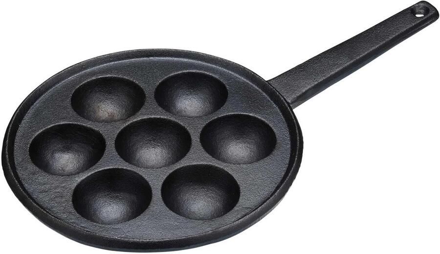 Gietijzeren Pan met 7 Gaten voor Æbleskiver Poffertjes en Paniyaram