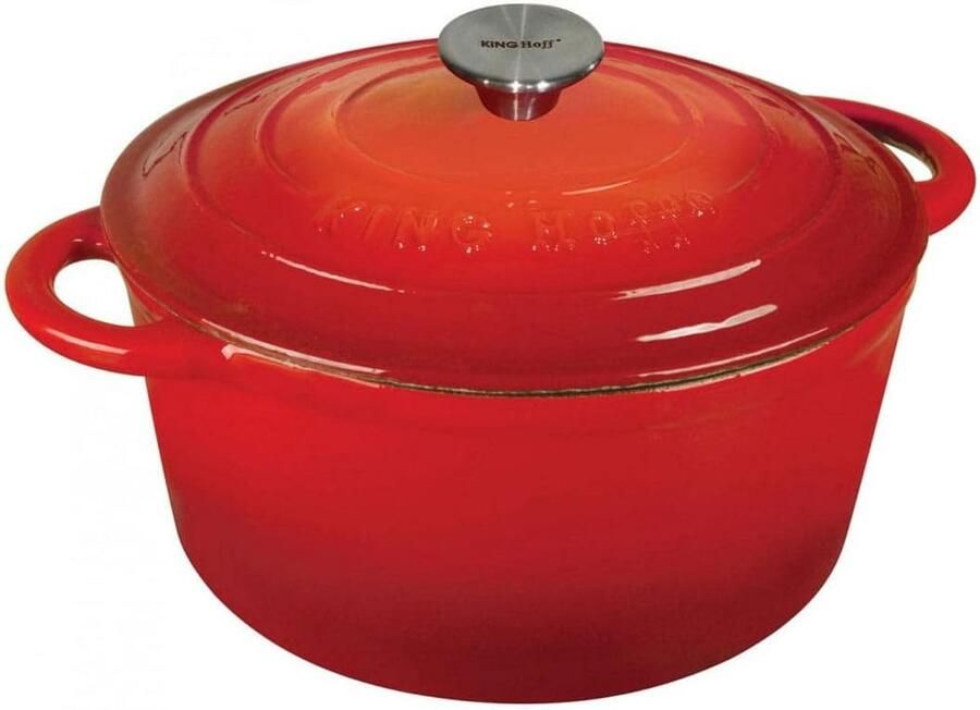 Gietijzeren pan met deksel 20 cm 2 4 liter dubbel geëmailleerd