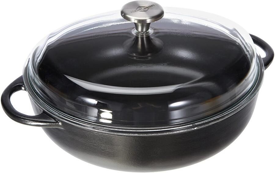 Gietijzeren Pan met Deksel 28 cm Geschikt voor Alle Warmtebronnen incl. Inductie