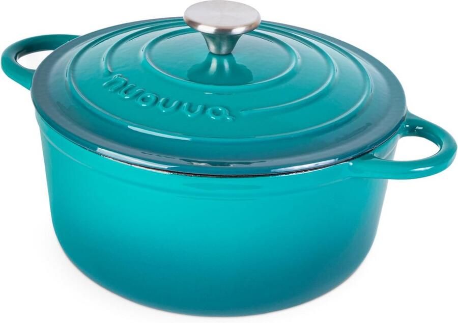 Gietijzeren Pan Stoofpan met deksel Langzaam Garen Geëmailleerd oppervlak 4.7 liter Groen