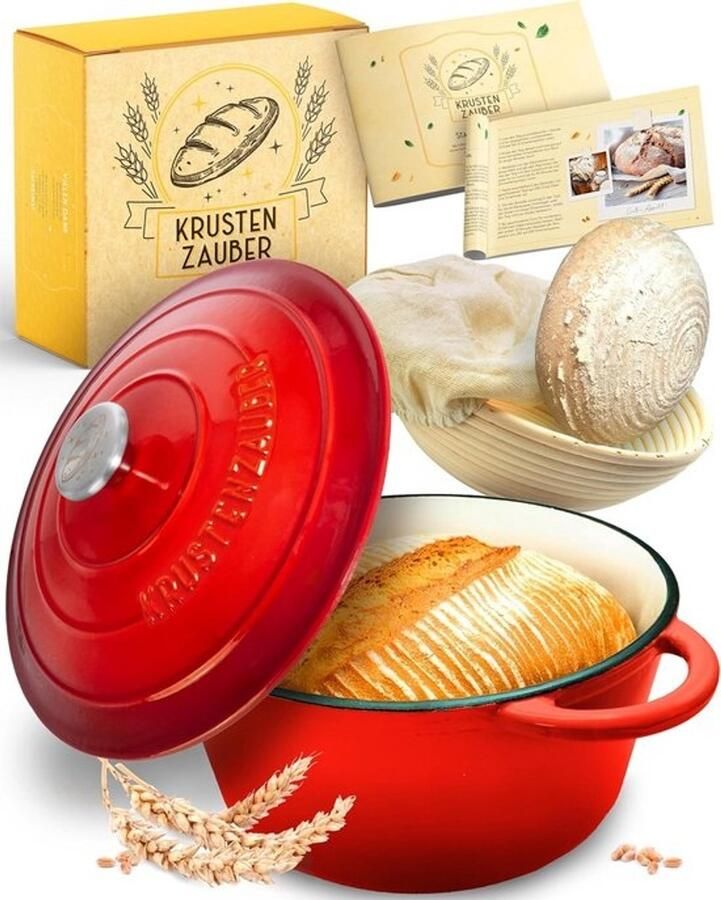 Gietijzeren pan met fermentatiemand 26 cm geëmailleerde broodpot