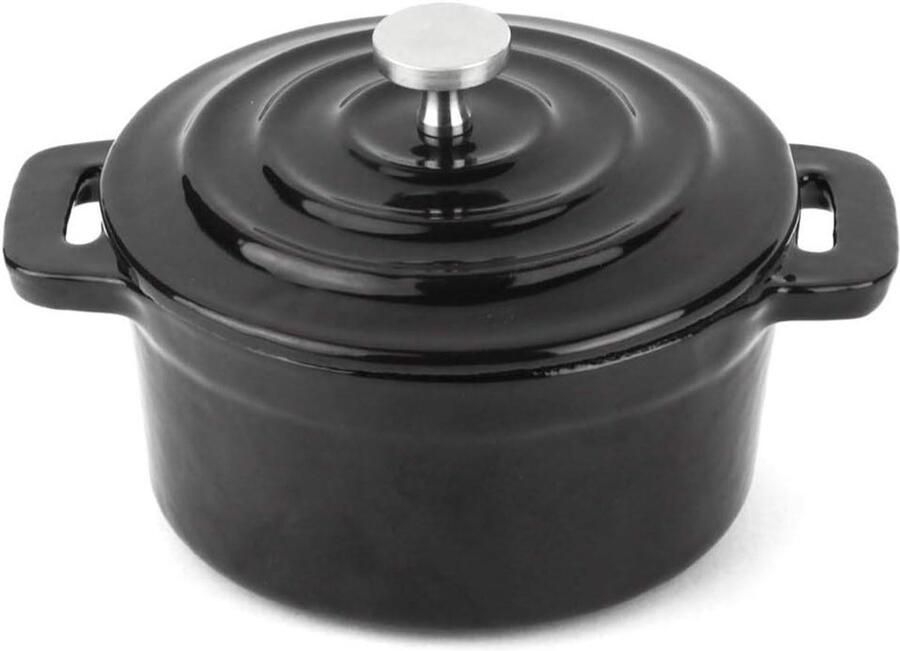 Gietijzeren Pan Mini Koekenpan Koken op Inductie Optimale Warmteverdeling 10cm Diameter Zwart