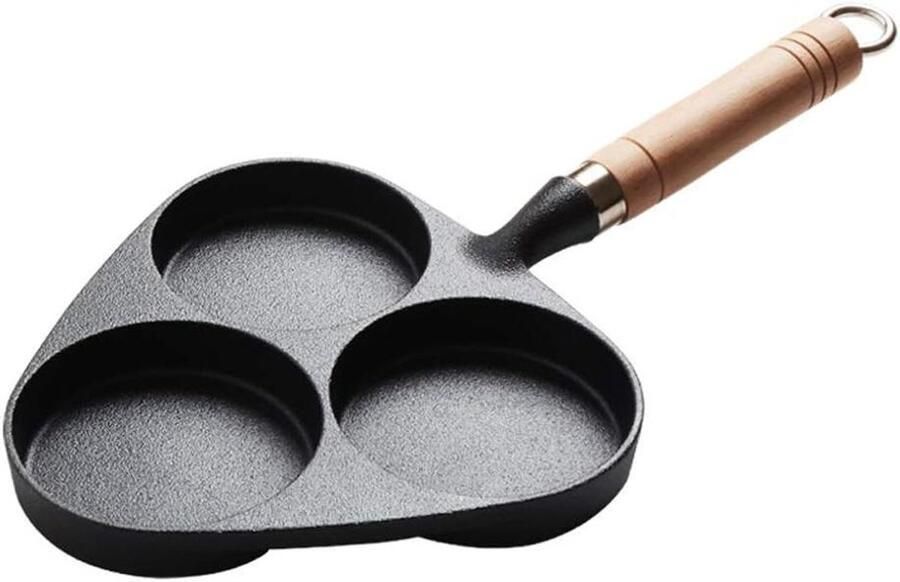 Gietijzeren pan Omelet koekenpan Ontbijt bereiden Gelijkmatige warmteverdeling 38 cm lengte Zwart